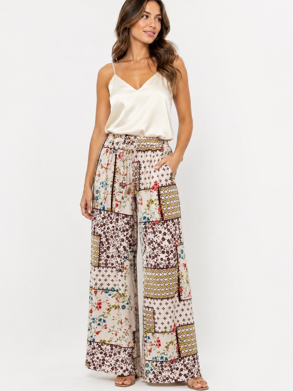 Paolino vintage-style bohemian patchwork floral print wide-leg palazzo pants